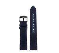 SEQLTWFC 20mm 22mm Strap Compatible With Omega Seamaster 300 Genuine Leather Nylon Canvas Wrist Bracelet Compatible With Rolex Water Ghost Curved End Watch Band(Blue bk,22mm)