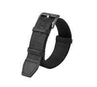 SEQLTWFC 20mm 22mm Woven Nylon +Genuine Leather Strap Compatible With Hamilton H69439931 H69439411 Men Outdoor Sport Watchband(Black black,22mm)