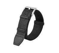 SEQLTWFC 20mm 22mm Woven Nylon +Genuine Leather Strap Compatible With Hamilton H69439931 H69439411 Men Outdoor Sport Watchband(Black silver,22mm)