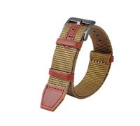 SEQLTWFC 20mm 22mm Woven Nylon +Genuine Leather Strap Compatible With Hamilton H69439931 H69439411 Men Outdoor Sport Watchband(Khaki black,22mm)