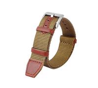 SEQLTWFC 20mm 22mm Woven Nylon +Genuine Leather Strap Compatible With Hamilton H69439931 H69439411 Men Outdoor Sport Watchband(Khaki silver,22mm)