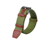 SEQLTWFC 20mm 22mm Woven Nylon +Genuine Leather Strap Compatible With Hamilton H69439931 H69439411 Men Outdoor Sport Watchband(Army green black,20mm)