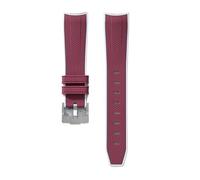 SEQLTWFC 20mm Curve Watch Strap Compatible With Omega X Swatch Speedmaster MoonSwatch Planet Snoopy WatchBand Quick Release Wristband Rubber Bracelet(Red grey-Sliver)
