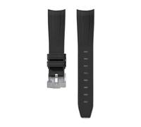 SEQLTWFC 20mm Curve Watch Strap Compatible With Omega X Swatch Speedmaster MoonSwatch Planet Snoopy WatchBand Quick Release Wristband Rubber Bracelet(Black-Sliver)