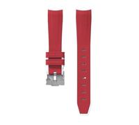 SEQLTWFC 20mm Curve Watch Strap Compatible With Omega X Swatch Speedmaster MoonSwatch Planet Snoopy WatchBand Quick Release Wristband Rubber Bracelet(Red white-Sliver)