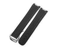 SEQLTWFC 20mm Rubber Silicone Watch Strap Compatible With Omega Seamaster 300 AT150 Aqua Terra Ultra Light 8900 Steel Buckle Watchband Bracelets(Black silver)