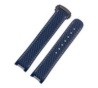 SEQLTWFC 20mm Watchband Compatible With Omega SEAMASTER 300 AT150 DE VILLE SPEEDMASTER Soft Silicone Rubber Strap Blue Watch Accessories Bracelet(Blue white black)