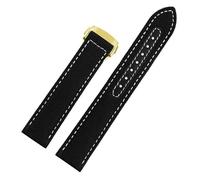 SEQLTWFC 20mm Woven Canvas Watch Strap Compatible With Omega Seamaster 300 AT150 Fabric Leather Nylon AQUA TERRA 150 Blue Black Watchband Buckle(Black white Gold,20mm)