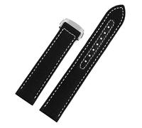 SEQLTWFC 20mm Woven Canvas Watch Strap Compatible With Omega Seamaster 300 AT150 Fabric Leather Nylon AQUA TERRA 150 Blue Black Watchband Buckle(Black white Silver,20mm)