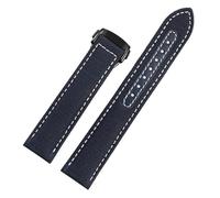 SEQLTWFC 20mm Woven Canvas Watch Strap Compatible With Omega Seamaster 300 AT150 Fabric Leather Nylon AQUA TERRA 150 Blue Black Watchband Buckle(Blue white black,19mm)