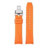SEQLTWFC 21mm 22mm Rubber Watchband Compatible With Tissot 1853 Starfish Diving T120 Curved End Silicone Strap T120417A Series Wrist Bracelet Male(Orange silver,21mm)