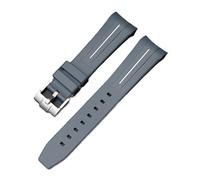 SEQLTWFC 22mm TPU Rubber Watch Band Compatible With Swatch X Blancpain Fifty Fathoms Curved End Silicone Five Ocean Strap For Men Women(Grey white)