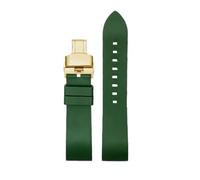 SEQLTWFC 23MM Rubber Watch Band Compatible With GC YA101203 YA101202 Black orange green red Waterproof And Sweat-Proof Rubber Watch Strap(Green-gold-B)