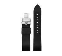 SEQLTWFC 23MM Rubber Watch Band Compatible With GC YA101203 YA101202 Black orange green red Waterproof And Sweat-Proof Rubber Watch Strap(Black-Silver-B)
