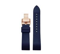 SEQLTWFC 23MM Rubber Watch Band Compatible With GC YA101203 YA101202 Black orange green red Waterproof And Sweat-Proof Rubber Watch Strap(Blue-rosegold-B)