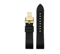 SEQLTWFC 23MM Rubber Watch Band Compatible With GC YA101203 YA101202 Black orange green red Waterproof And Sweat-Proof Rubber Watch Strap(Black-gold-B)