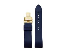 SEQLTWFC 23MM Rubber Watch Band Compatible With GC YA101203 YA101202 Black orange green red Waterproof And Sweat-Proof Rubber Watch Strap(Blue-gold-B)