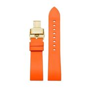SEQLTWFC 23MM Rubber Watch Band Compatible With GC YA101203 YA101202 Black orange green red Waterproof And Sweat-Proof Rubber Watch Strap(Orange-gold-B)
