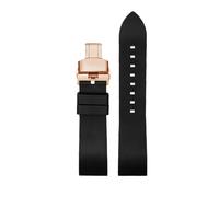 SEQLTWFC 23MM Rubber Watch Band Compatible With GC YA101203 YA101202 Black orange green red Waterproof And Sweat-Proof Rubber Watch Strap(Black-rosegold-B)