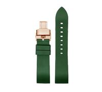 SEQLTWFC 23MM Rubber Watch Band Compatible With GC YA101203 YA101202 Black orange green red Waterproof And Sweat-Proof Rubber Watch Strap(Green-rosegold-B)