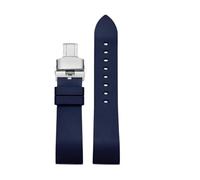 SEQLTWFC 23MM Rubber Watch Band Compatible With GC YA101203 YA101202 Black orange green red Waterproof And Sweat-Proof Rubber Watch Strap(Blue-Silver-B)