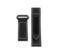 SEQLTWFC 24mm Nylon Fabric Watch Band Compatible With Panerai Luminor PAM01118 Army green Canvas Genuine Leather Strap Bracelet(Black White black,24mm)