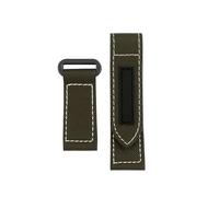 SEQLTWFC 24mm Nylon Fabric Watch Band Compatible With Panerai Luminor PAM01118 Army green Canvas Genuine Leather Strap Bracelet(Army green-black,26mm)