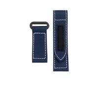 SEQLTWFC 24mm Nylon Fabric Watch Band Compatible With Panerai Luminor PAM01118 Army green Canvas Genuine Leather Strap Bracelet(Blue white black,24mm)