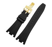 SEQLTWFC Compatible With AP ABI Royal Oak offshore 15400 | 26470 | 15703 silicone waterproof watch with men's watch chain 28mm(Black Gold)