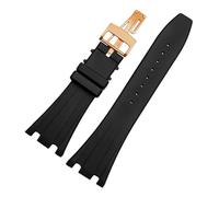 SEQLTWFC Compatible With AP ABI Royal Oak offshore 15400 | 26470 | 15703 silicone waterproof watch with men's watch chain 28mm(Black Rose Gold)