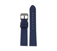 SEQLTWFC Compatible With Breitling Watchband Woven Nylon Cow Leather Watch Strap Rolex Tissot Folding Buckle Canvas Men's Wrist Band 20mm 22mm(Blue Black pin,18mm)