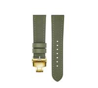 SEQLTWFC Compatible With Breitling Watchband Woven Nylon Cow Leather Watch Strap Rolex Tissot Folding Buckle Canvas Men's Wrist Band 20mm 22mm(Green golden folding,18mm)