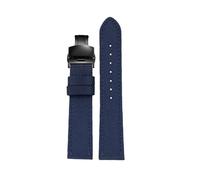 SEQLTWFC Compatible With Breitling Watchband Woven Nylon Cow Leather Watch Strap Rolex Tissot Folding Buckle Canvas Men's Wrist Band 20mm 22mm(Blue Black folding,22mm)