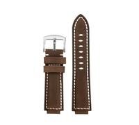 SEQLTWFC Compatible With Casio Dw-9052 Dw-9050 Dw-9051 Crazy Horse Genuine Leather Watch Strap Soft Watchband Stylish Man Bracelet 24-16mm(Dark brown-silver)