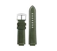 SEQLTWFC Compatible With Casio Dw-9052 Dw-9050 Dw-9051 Crazy Horse Genuine Leather Watch Strap Soft Watchband Stylish Man Bracelet 24-16mm(Army green-silver)