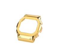 SEQLTWFC Compatible With Casio Genuine Leather Watchband DW5600 GM5600 GW-B5600 GM-W5610 Retro Cowhide Strap Men's Metal Ring Accessories(Golden case,For DW-5600)