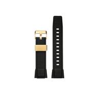SEQLTWFC Compatible With Casio MTG-B3000B/BD Resin Silicone Watch Strap MTG B3000 Sports Series Watchband Men's Black TPU Bracelet Metal Ring(Black Gold A)