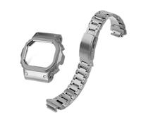 SEQLTWFC Compatible With Casio Watch DW-5600 GW-B5600 GW-M5610 Mod Kit Titanium Case+strap Compatible With 5600 5610 Metal Bezel Watchband Set With Tools(Silver Strap Case,For DW-5600)