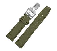 SEQLTWFC Compatible With IW Pilot Spitfire Timezone TopGun Strap Green Black Belts Wristwatch Straps 20mm 21mm 22mm Nylon Canvas Fabric Watch Band(Green silver,20mm)