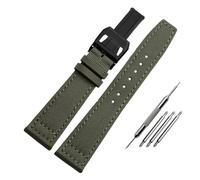 SEQLTWFC Compatible With IW Pilot Spitfire Timezone TopGun Strap Green Black Belts Wristwatch Straps 20mm 21mm 22mm Nylon Canvas Fabric Watch Band(Green black,22mm)