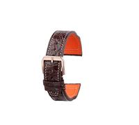 SEQLTWFC Compatible With IWC Pilot Mark 327004/377714 Crocodile Leather Watchband 20mm 21mm 22mm Wristband Women Men Watch Strap Bracelet Accessories(Brown-Rose gold Pin,22mm)