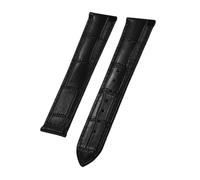 SEQLTWFC Compatible With Omega Seamster Watch Original Leather Watch StrapSolid Steel Deployant Clasp Bamboo Leather Watch Bands(Black-No Buckle,20mm)