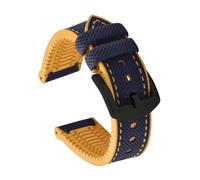 SEQLTWFC Compatible With Omega Tissot MIDO IWC Watchband 20mm 22mm 24 Sailcloth Nylon FKM Rubber Bottom Watch Strap Wrist Band Accessories(Blue Yellow-Black,22mm)