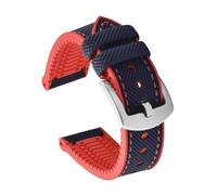 SEQLTWFC Compatible With Omega Tissot MIDO IWC Watchband 20mm 22mm 24 Sailcloth Nylon FKM Rubber Bottom Watch Strap Wrist Band Accessories(Blue Red-Silver,20mm)