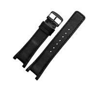 SEQLTWFC Cowhide Watchband Compatible With GC YA1332 1333 1335 Watch Strap 16MM 20MM White Black Brown Red With Notch women Leather Bracelet(Black-black,16 wide10concave)