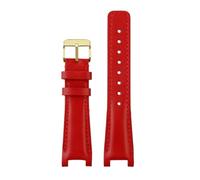 SEQLTWFC Cowhide Watchband Compatible With GC YA1332 1333 1335 Watch Strap 16MM 20MM White Black Brown Red With Notch women Leather Bracelet(Red-gold,16 wide10concave)