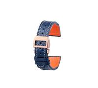 SEQLTWFC Crocodile Leather Strap Compatible With IWC Portofino Pilot Little Prince Portugal Men Watch Strap Black Blue Brown 20 21 22mm(A-Blue-Rose Gold,Width-20mm)