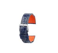 SEQLTWFC Crocodile Leather Strap Compatible With IWC Portofino Pilot Little Prince Portugal Men Watch Strap Black Blue Brown 20 21 22mm(Blue-Steel,Width-21mm)