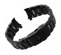 SEQLTWFC Curved End Replacement Watch Band 18mm 20mm 22mm 24mm Stainless Steel Watchband Double Lock Buckle Wrist Belt Watch Strap SB5ZWT(Noir,22mm)