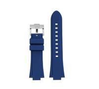 SEQLTWFC EFB680 Modified Silicone WatchBand Compatible With Casio Edifice Rubber Watch Strap EFB-680 ECB-10YD GST-B400 26x14m 26x12mm Men Accessories(Blue silver pin,12mm Convex)